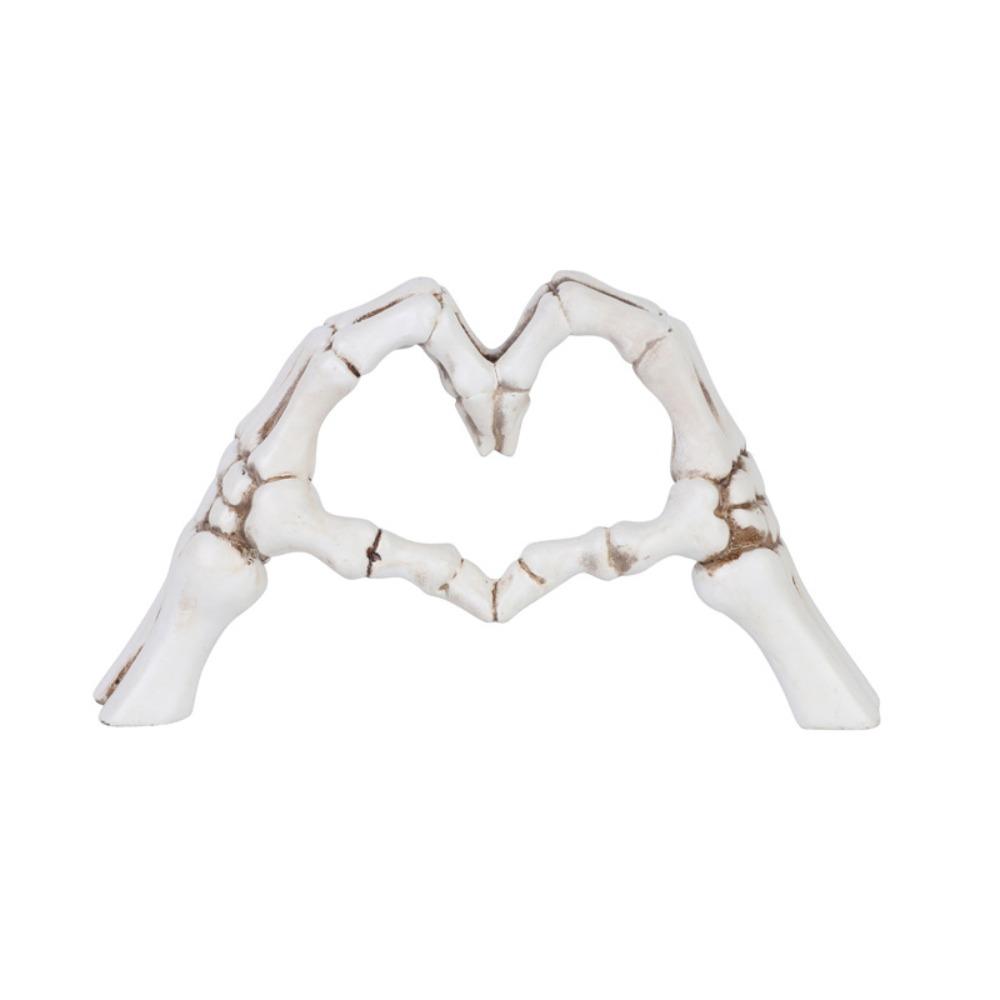 Simple Heart Skeleton Hand Statue Nordic Style Halloween Desktop Ornament Office