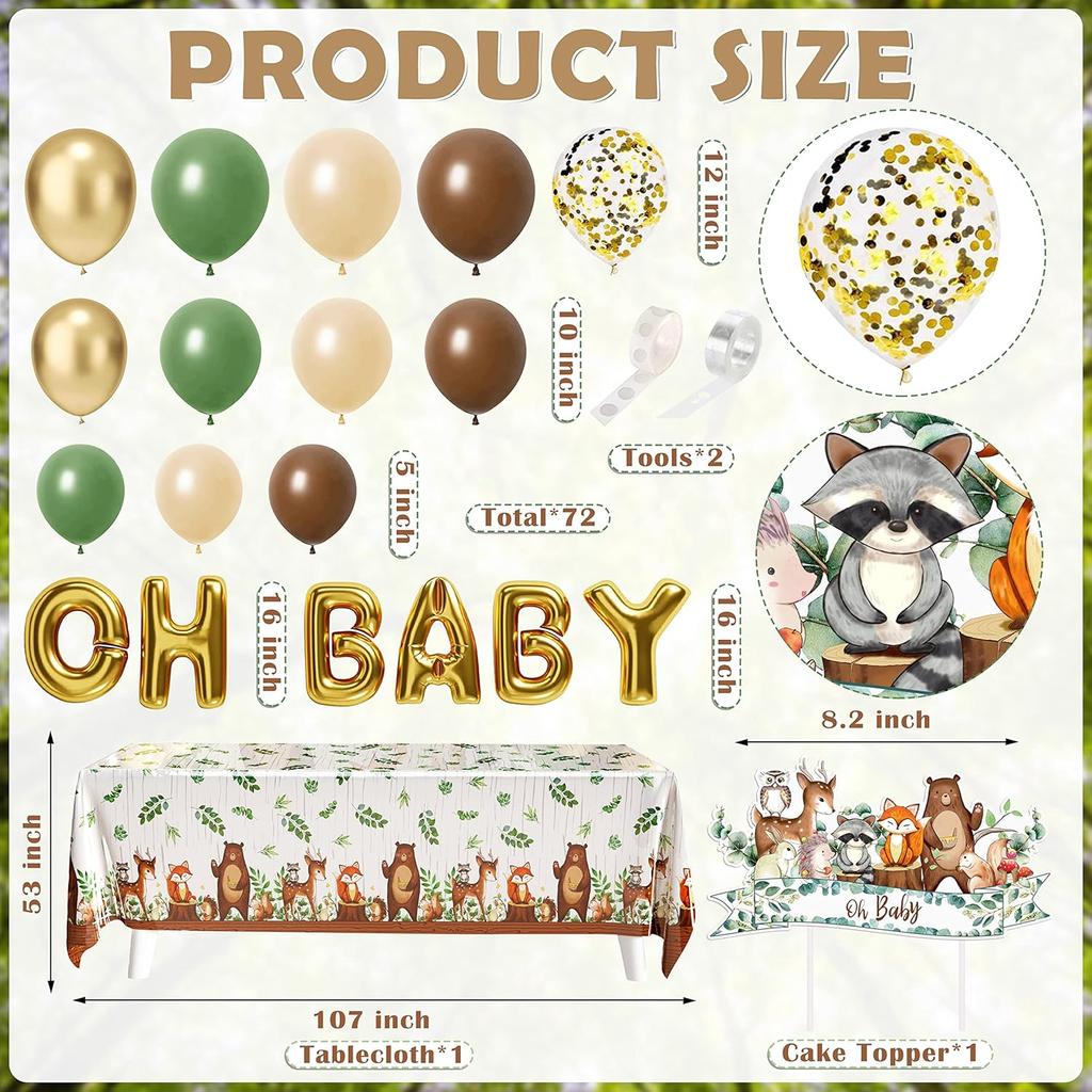 BORAMDO Woodland Animals Baby Shower Decoration Pack Forest Animal Neutral Gender Reveal Party Supplies Woodland Themed Birthday Party Ideas Set 106