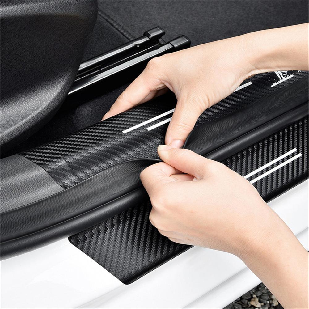 4x PU Car Door Scuff Sill Cover+1x Rubber Bumper Scratch Protector Pad Universal