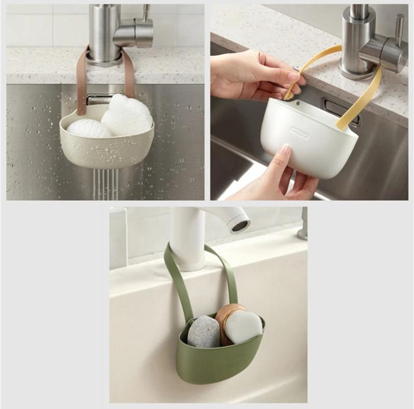 Kitchen Sink Holder Hanging Drain Basket Adjustable Drain Rack Soap Sponge Holder Faucet Holder Kitchen Accessories