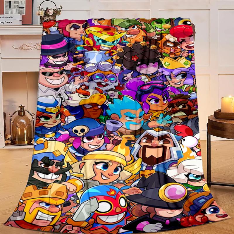 1PC Game Brawl Adventure Heroes Flannel Blanket Gift, Suitable for Both Men And Women, Soft Ideal for Beds And Sofa, Birthday Or Christmas Gift