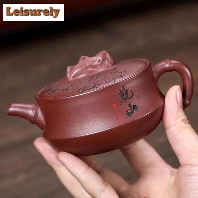 140ml Vintage Yixing Purple Clay Teapots Handmade Pot Raw Ore Dragon's Blood Sand Mud Kettle With Filter Zisha Tea Set Supplies