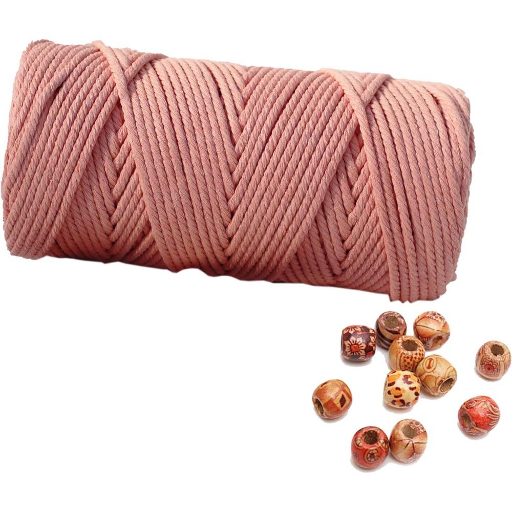 

3мм*100м Шнур для макраме 100м Цветная хлопковая веревка Витая веревка для макраме Аксессуары для рукоделия DIY Рождественский декор для дома и свадьбы лосось розовый