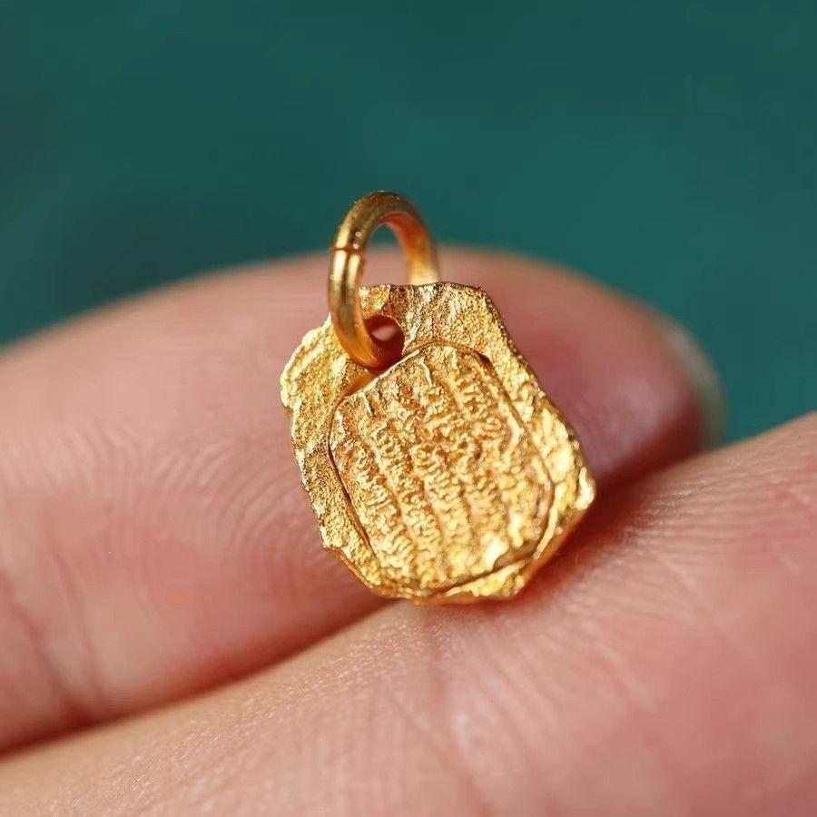 Gold-Plated Tibetan Scripture Pendant & Bracelet Clip Accessory Small