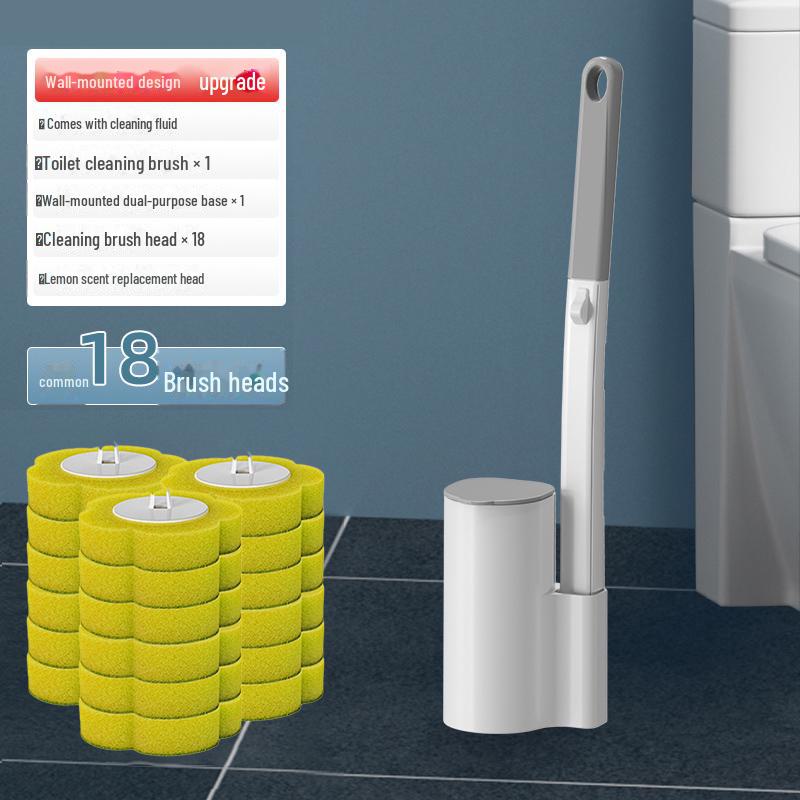 Engangs veggmontert toalettbørste for enkel utskifting og rengjøring uten vask