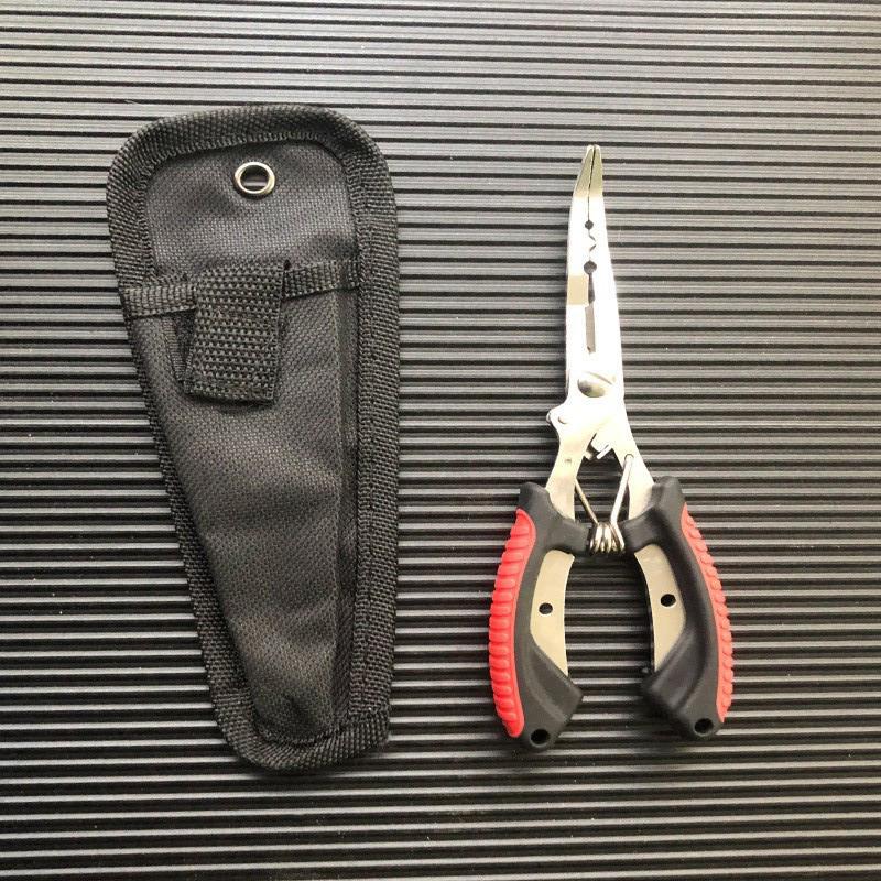 1-Piece Saltwater Fishing Pliers, Stainless Steel Multi-Tool, Curved Jaw with Braid Line Cutter & Split Ring Tip