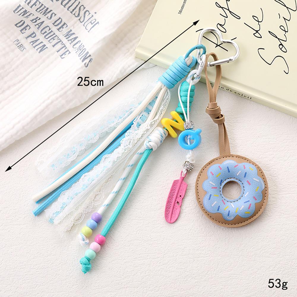 Creativity PU Leather Donut Pendant Woven Rope Letters Beaded Design Bag Charm Accrssories Hanging Piece A317 Bag Charm