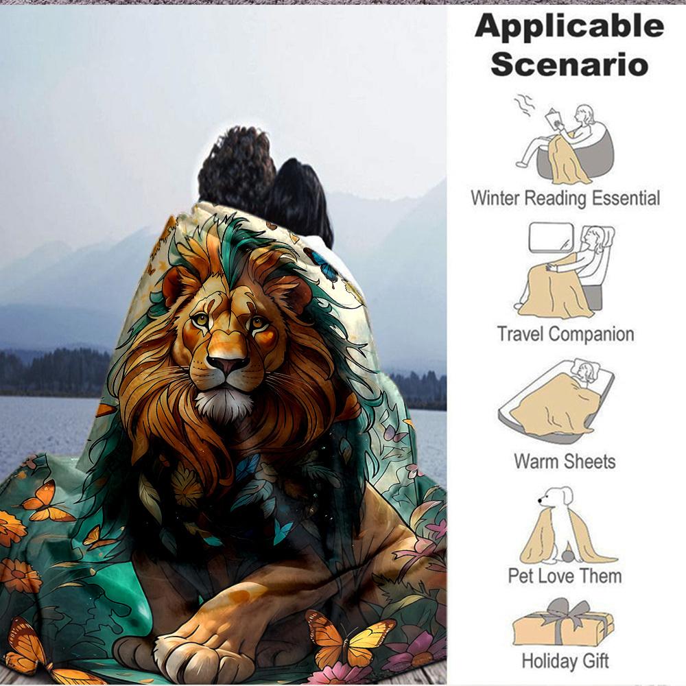 1PC Lion, Butterfly Blanket, Throw For Sofa, Bed, Travel, Camping, Livingroom, And Bed, Printing Blanket With Soft And Warm Fabric yy250918128