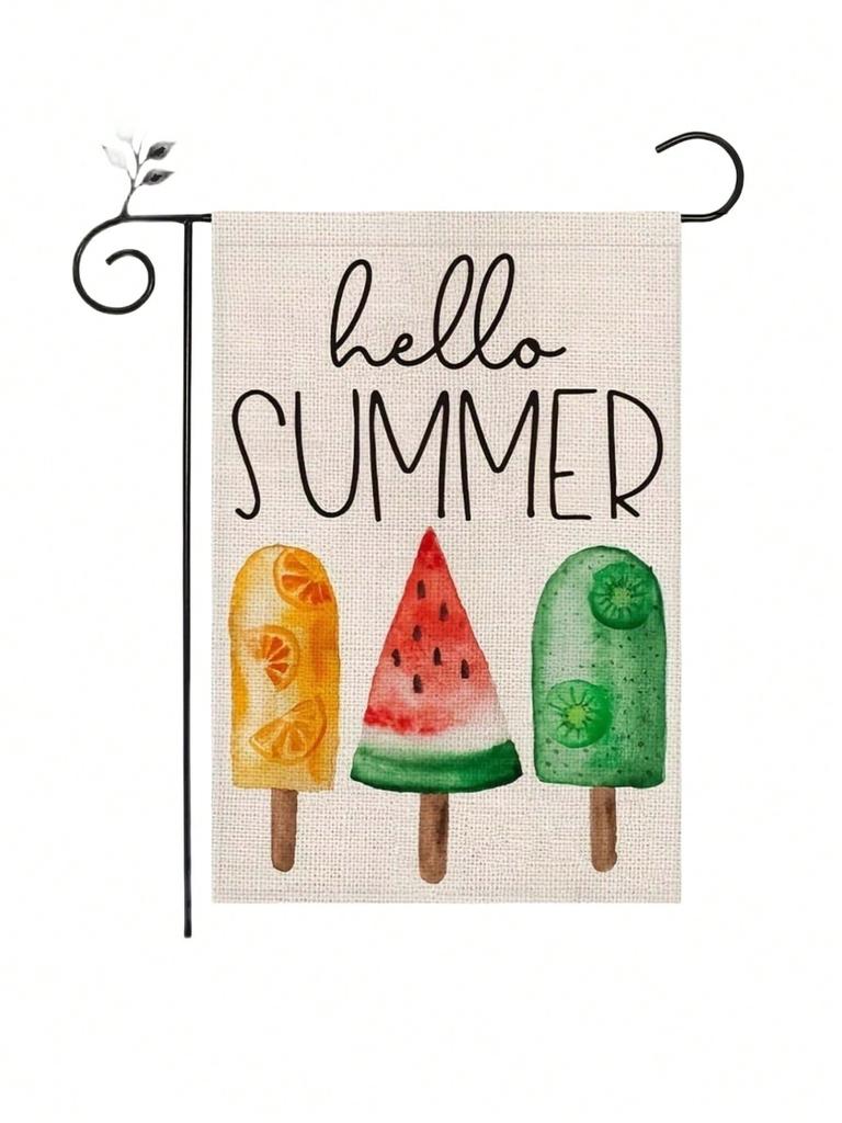 Home Party Outdoor Decoration Supplies Summer Fruit Watermelon Popsicle Garden Flag Outdoor Patio Decoration 1 Pc (Flag Only)