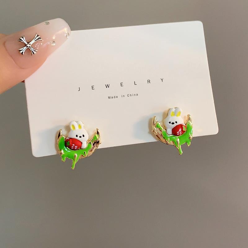 China-Chic Bamboo Panda Pearl Tassel Earrings for Women Girls Cute Asymmetric Plant Potted Cactus Drop Earrings Jewelry Gifts