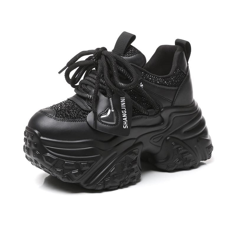 

2025 New Women s Height Increasing Sneakers Exquisite Fashion Versatile Casual Shoes Breathable Soft Bottom Sports Running Shoes 40 чёрный