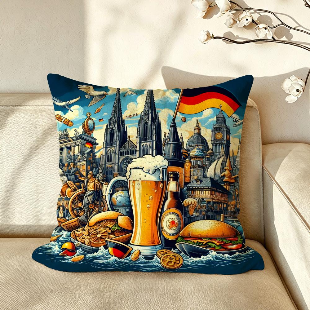 Art GGermany CCulture Series Cushion Cover Pillow Case Antidustmite Pillowcase Silky Short Plush Sofa Cushion Cover Hot