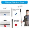 Telescopic Stainless Steel Paint Roller Set Wall Painting Tool with 3 Brush Heads for Furniture Wall Projects Enduring