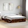 Bed Frame with Drawers Smoked Oak Finish 135 X 190 Cm Engineered Wood