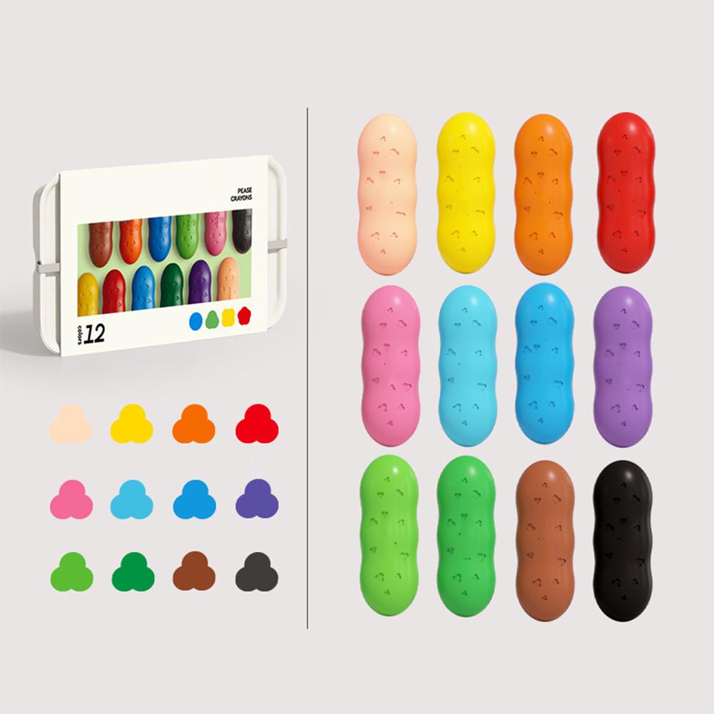 12 Färger Vattenlösliga Kritor Dubbelsidiga Markörer Tvättbara Kritpennor För Förskolebarn Ritning Målning