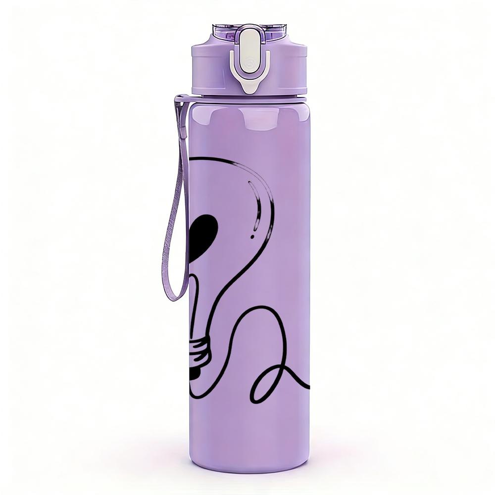 1PC Light Bulb Love Wire Graphic,750ml Color Plastic Sports Water Bottle,Leakproof Flip Straw Lid,Suitable for Sports Office Home Use