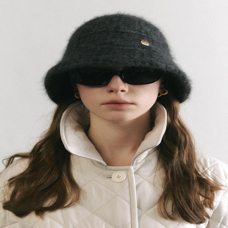 Шляпа-ведро из ангорской шерсти в гусиную лапку H017 СЕРЫЙ gray