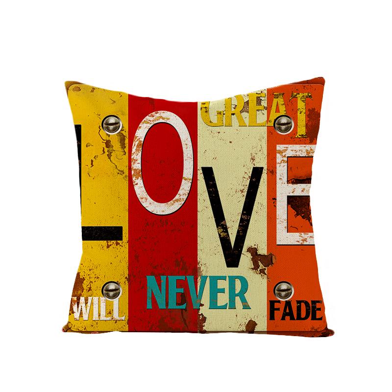 Home Polyester Pillowcase Retro Book Brief Series Square Sofa Pillowcase