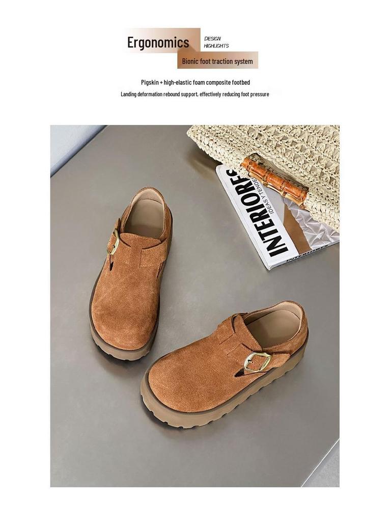 Damen Echtleder Retro Slipper Plateau Schuhe - 2025 Herbstkollektion