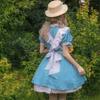 Cute Little Girl Sweet Lolita Dress Maid Costume Anime  Cosplay Maid Apron Lace Blue Halloween Costumes For Kids