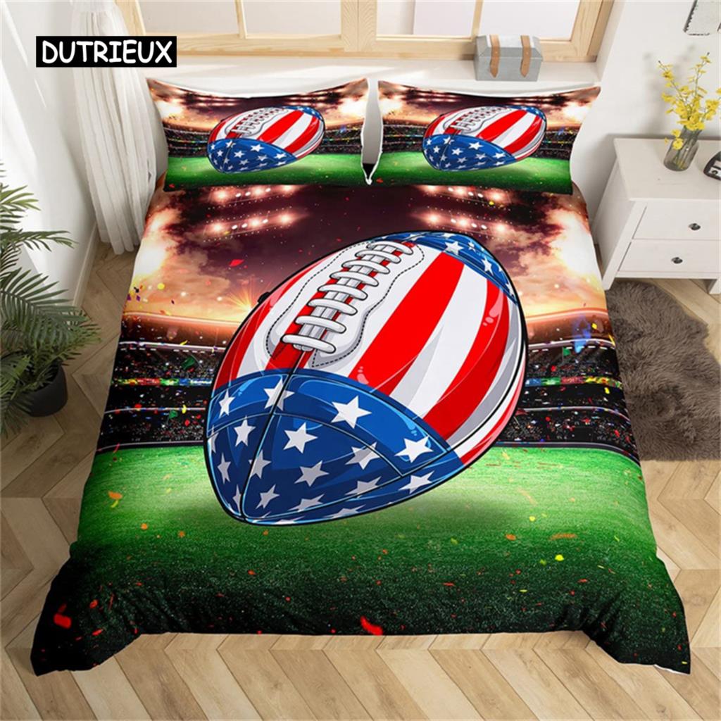 Boys or Girl 3D Football Duvet Cover Set Comforter Cover Ball Sport Theme Bedding Set Single Twin for Kids Teens Gift Bedroom