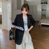 Black Unique Design Sense Shiny Blazer Women's Spring and Autumn New Fashion Light and Mature Style Exquisite Suit