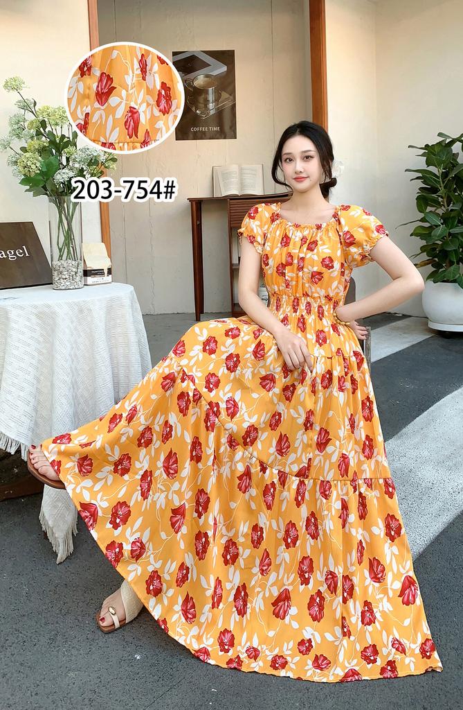 2024 Women's Beach Dress Short Sleeve Floral Dress Cotton Travel Vacation Bohemian Skirt Summer Halter