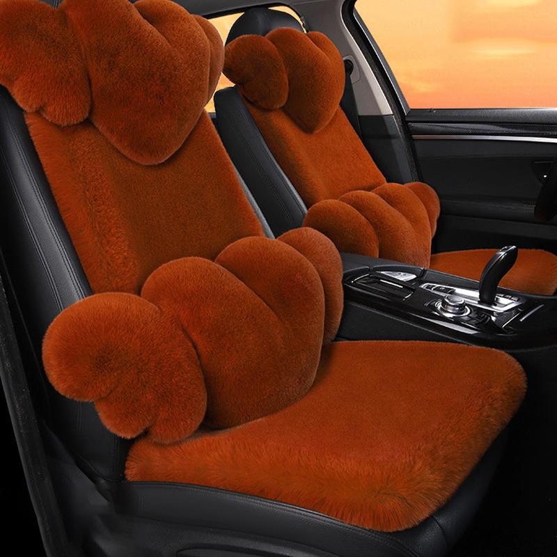 New Winter Car Plush Seat Cushion Heart Shaped Head Pillow Neck Pillow Waist Support Cushion Thickened Warm Universal Seat Cover