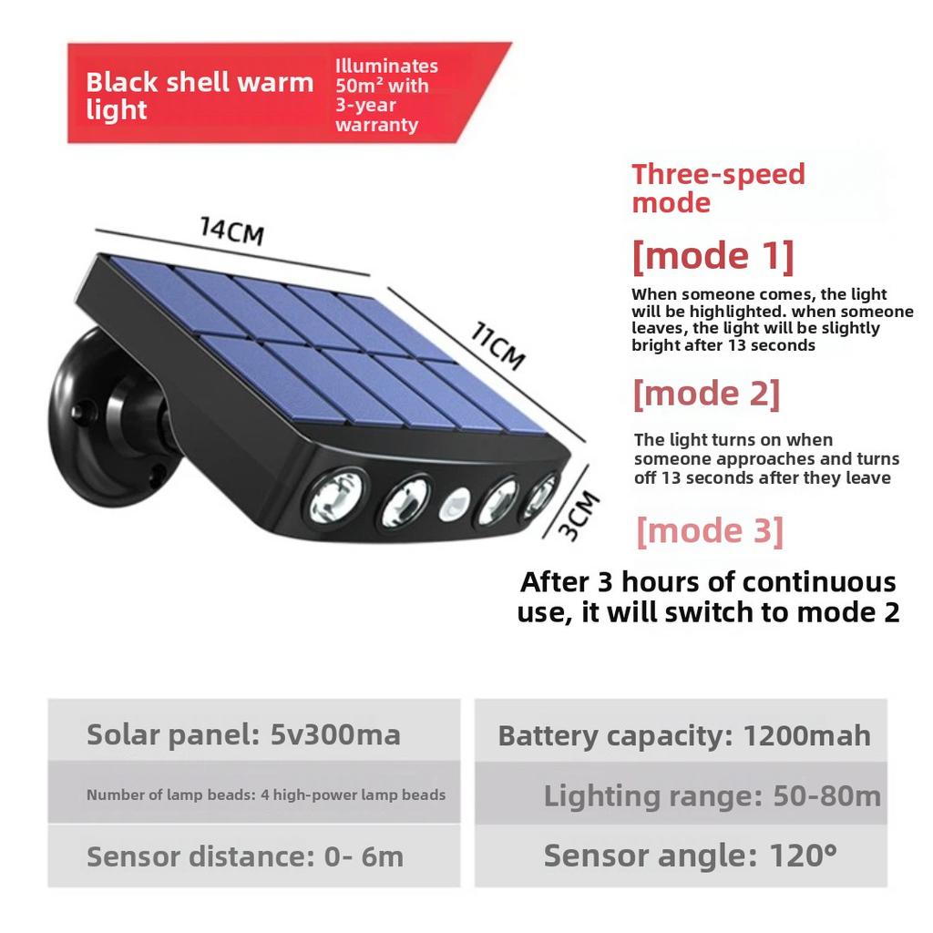 LED Solar Wall Light, Fake Security Camera Lamp, Motion Sensor, Waterproof Outdoor Garden Courtyard Solar Flood Light