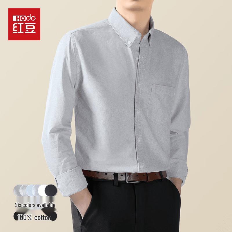 Hodo Men's Oxford Cloth Long-Sleeve Shirt