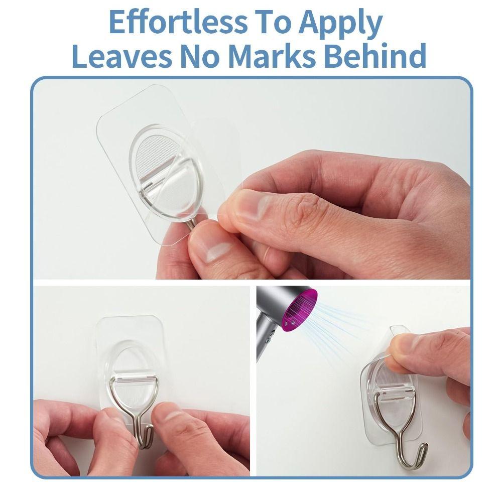 10PCS Transparent No Damage Hooks Heavy Duty Stick On Hooks Multi-Purpose Adhesive Wall Hooks  Door