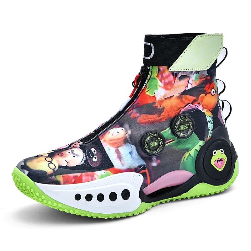 

Баскетбольные кроссовки высокие на молнии граффити износостойкие для реальных боевых действий студенческие сетчатая поверхность дышащие цементные звезда спортивные мужские кроссовки 36