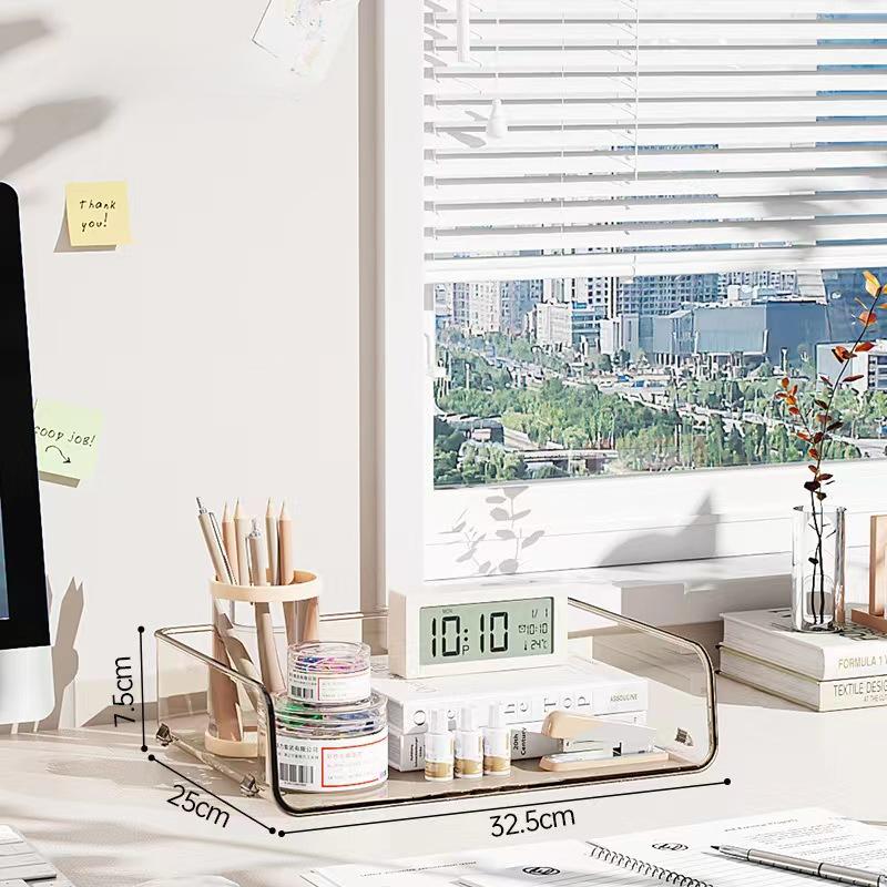 Simple Large Capacity Desktop File Tray Transparent Stackable Paper Holder Shelf A4 Document Paper Organizer Home Office