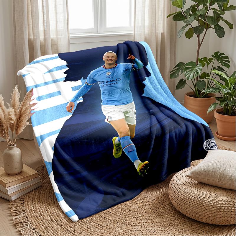 Erling Haaland Theme Blanket Soft Flannel Blanket Plush Throw Blanket Cozy Sofa Bed Blanket for Home Decor