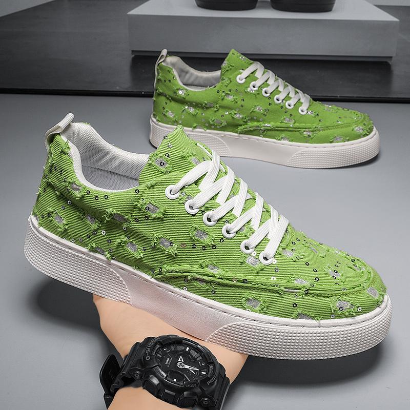 Новые летние парусиновые оранжевые кроссовки мужские модные повседневные городские — фото 5