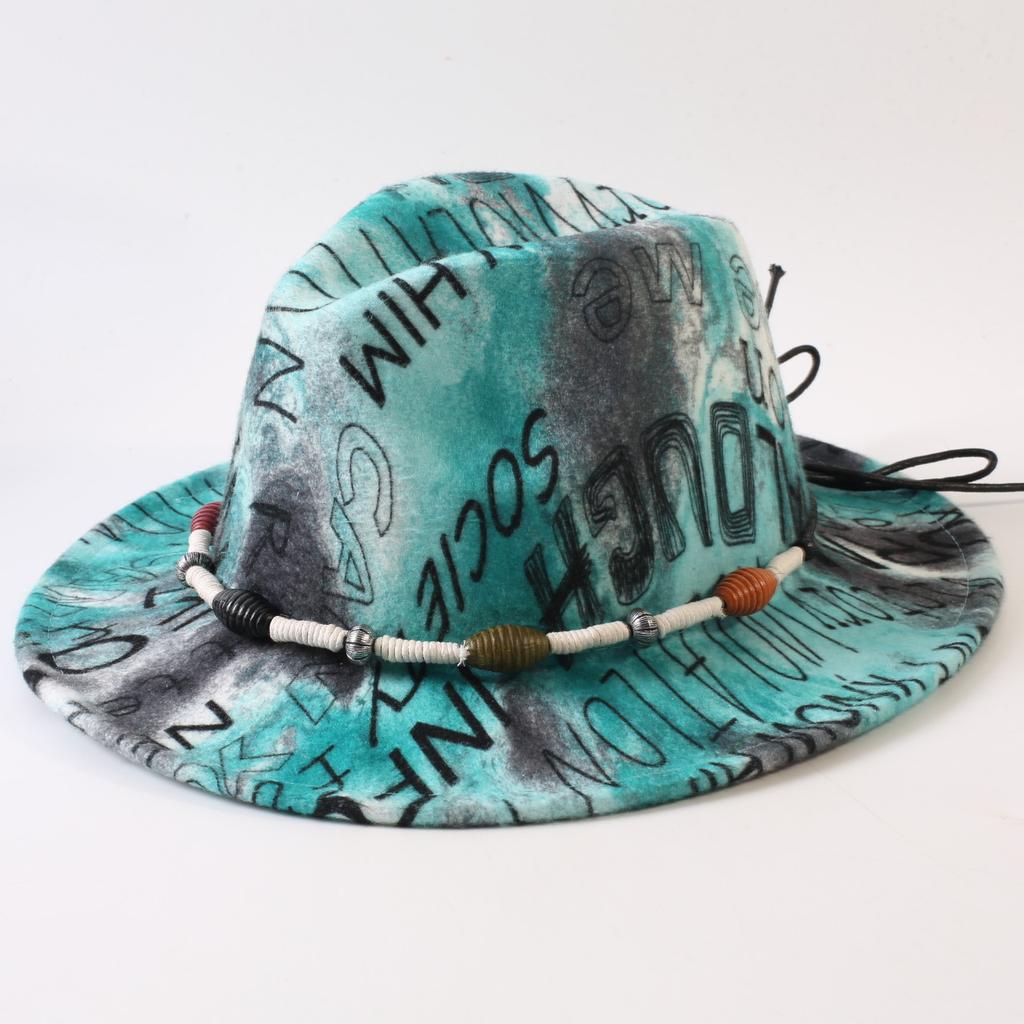 New European and American style letter printing fashion top hat men's and women's fashion jazz hat sunscreen sun hat
