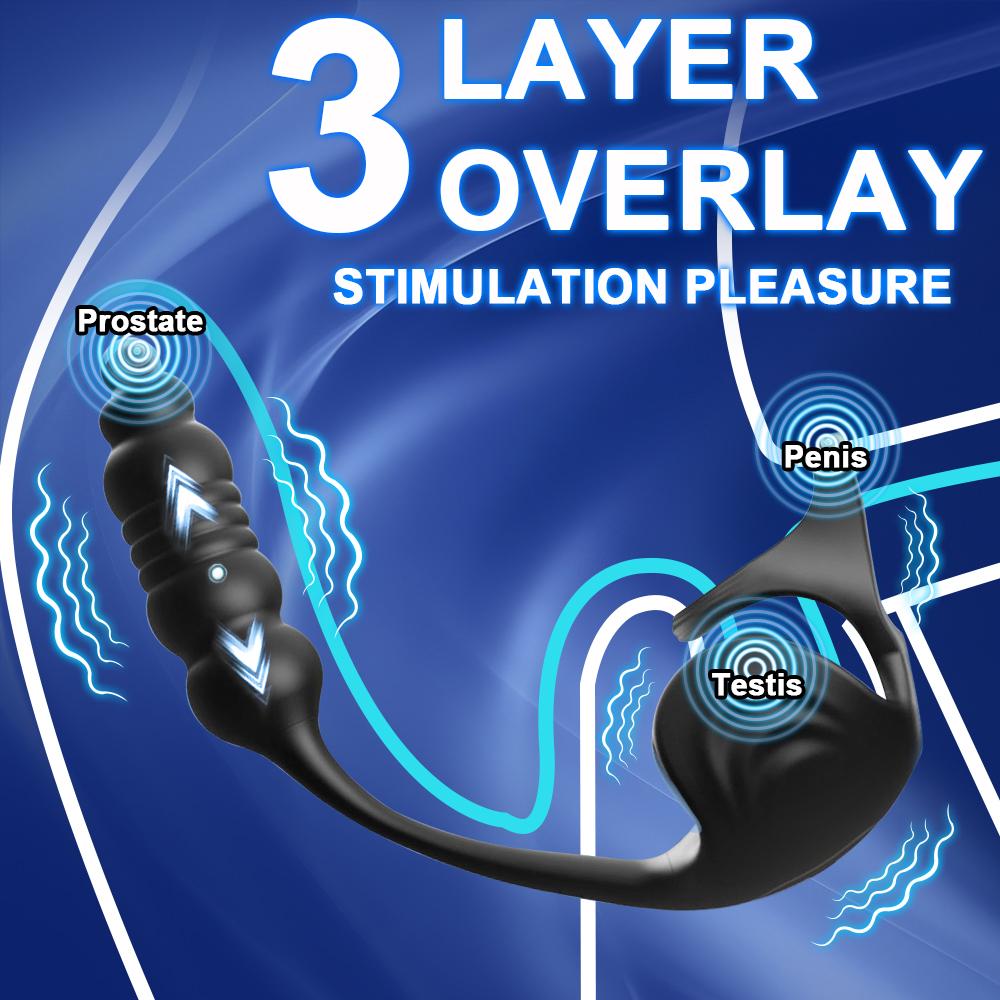 Vibrating Cock Rings With Anal Vibrator Dildo Prostate 9 Thrusting & Vibrating Modes P Spot Stimulation Sex Toy for Couples