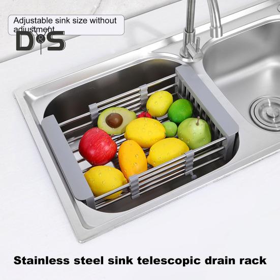 Scolapiatti in acciaio inossidabile, design retrattile, grande capacità, antiruggine, resistente alla corrosione, organizer per lavello da cucina