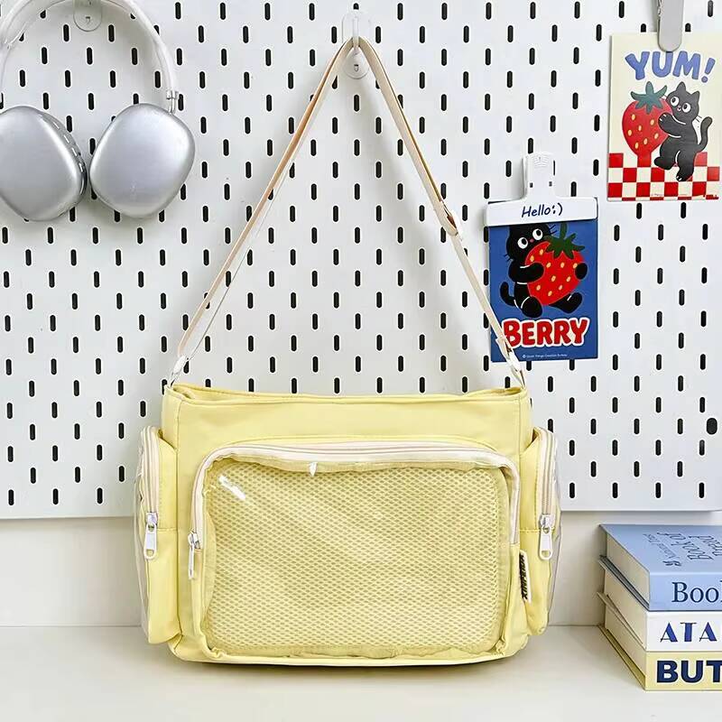 

New Y2K Cute Ita Crossbody Bag Lolita Girl Transparent Comic Tote Bag Large Capacity Fashion Shoulder Bag JK DIY Display Handbag 31x24x9cm жовтий
