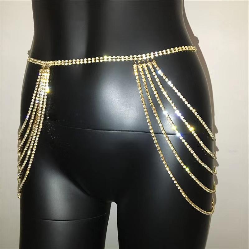 

European And American Fashion Accessories, Multi-Layer Rhinestone Waist Chain, Shiny Versatile Sexy Hip Chain Body Chain Female Body Chain