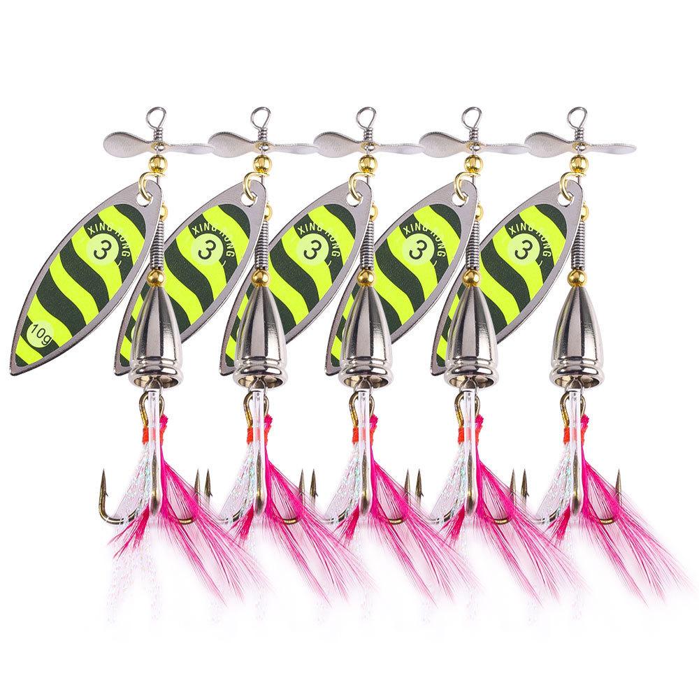 5PCS9.5CM-9.3GSequin Fake Bait Fly Spinning New Rotating Sequin Fishing Lure Boxed Fake Bait Freshwater Fishing Lure 9.5CM-9.3G