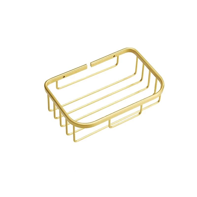 Brushed gold/Black Bathroom Roll Holder Aluminum Wall Mounted Shampoo Rack Toilet Paper Holder Bathroom Storage Basket Shelf