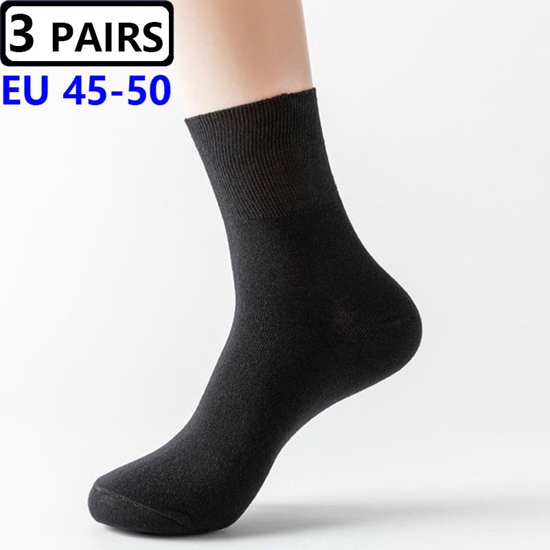3 Pairs/lot Men's Large Socks Plus Big Size EU48,49,50 All-match Casual Business Anti-Odor Men Socks Sox Meias Calcetines Hombre