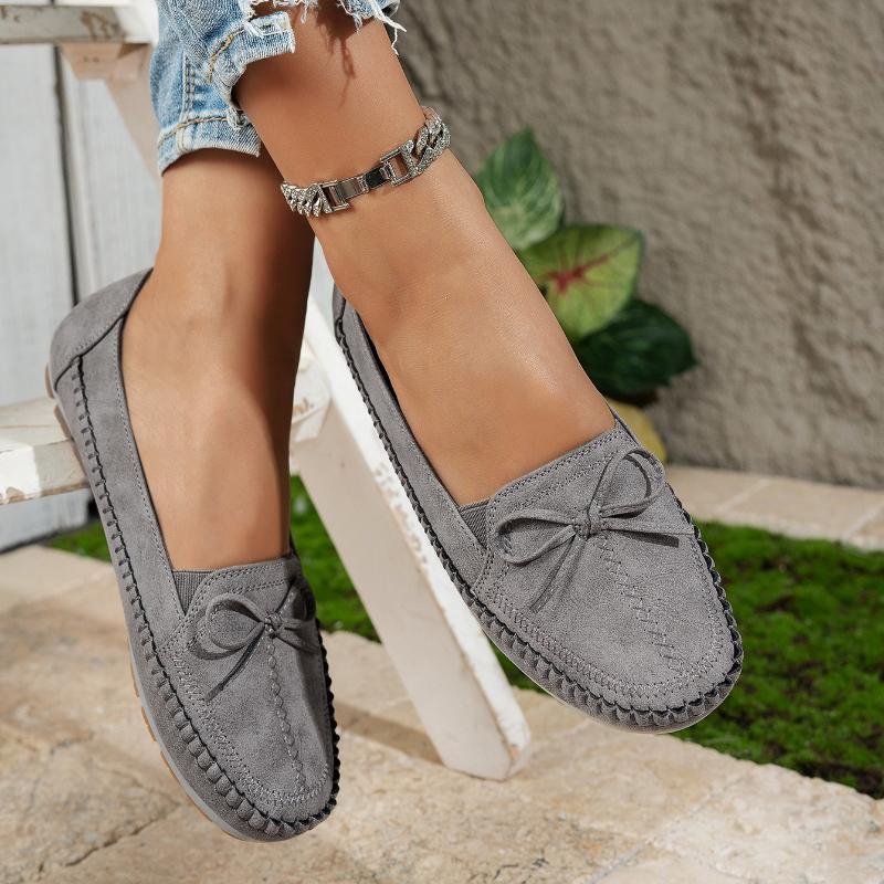 Autumn Women Loafers Casual Shoes Fashion Bow Breathable PU Leather Shoes Women Sewing Flats Female Footwear Zapatos De Mujer