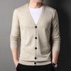 Business Knit Cardigan for EMY-li Men's Fall/Winter (Camel, XL)