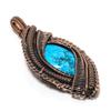 Tibetan Turquoise Pendant, 999 Copper Wire Wrapped Gemstone Jewelry, Handmade Pendant, For Thanksgiving