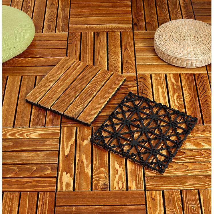 Anticorrosive Larch Solid Wood Interlocking Deck Tiles for Balcony/Garden