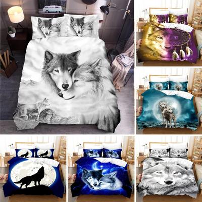 Vlčí sada povlečení s roztomilými zvířaty 3D tisk Děti Dospělý Luxusní dárek Polyester Povlak na přikrývku Bytový textil Single Full King Twin Size