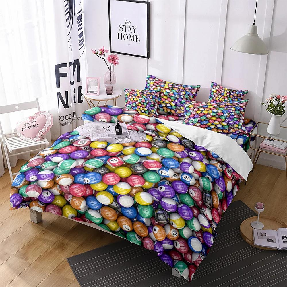 Billiards Duvet Cover Black 8 Ball with Fire Sports Games Theme Billiard Ball Bedding for Boys Girls Teens Bedroom Decorations