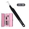 Large Flat Clamp Head Eyelash Tweezer Fiber Tip Anti-slip Grid Eyelash Extensions Tweezers Black Color Makeup Tools